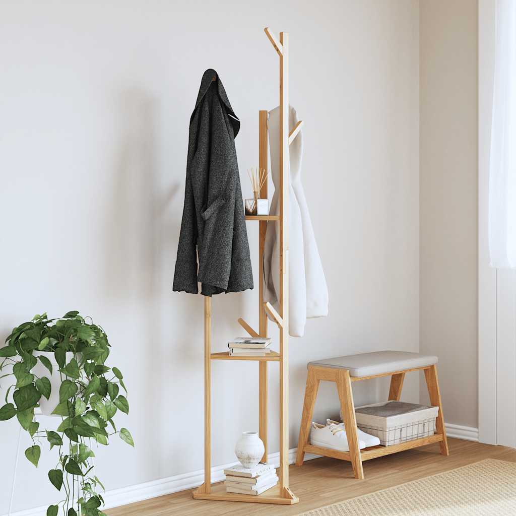Porte-manteau avec crochets et étagères 39x33x166 cm bambou - XIOS