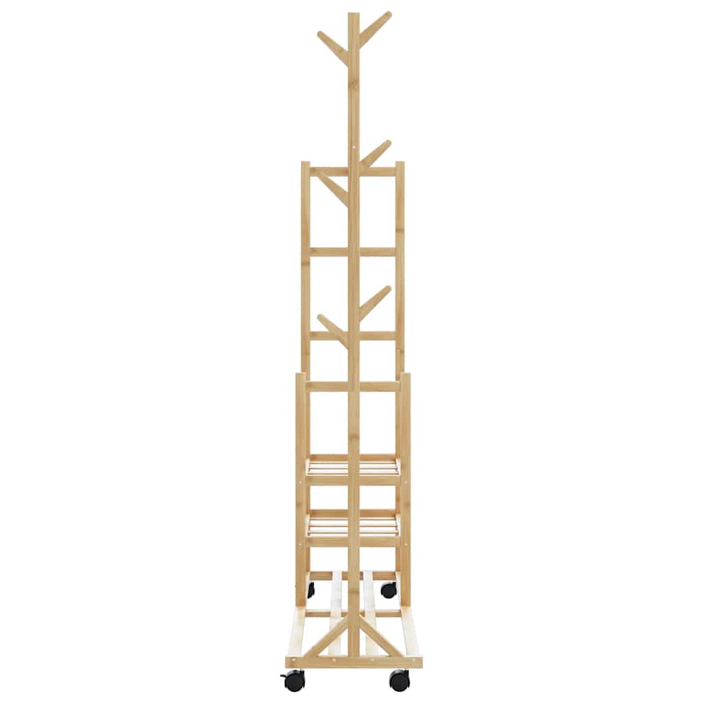 Porte-vêtements et étagères et roulettes 100x38x175,5cm bambou - XIOS