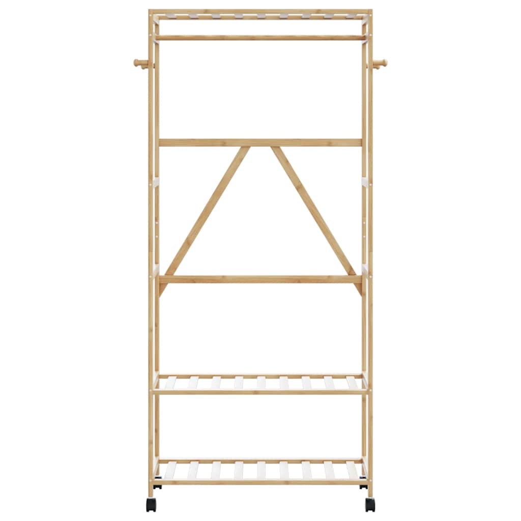Porte-vêtements et étagères et roulettes 90x40x179,5 cm bambou - XIOS