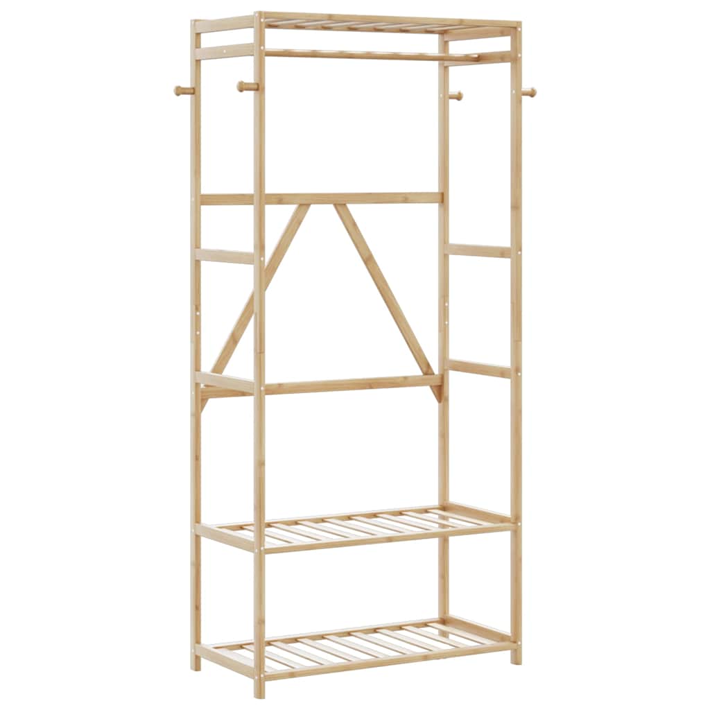 Porte-vêtement avec étagères 80x40x175 cm bambou