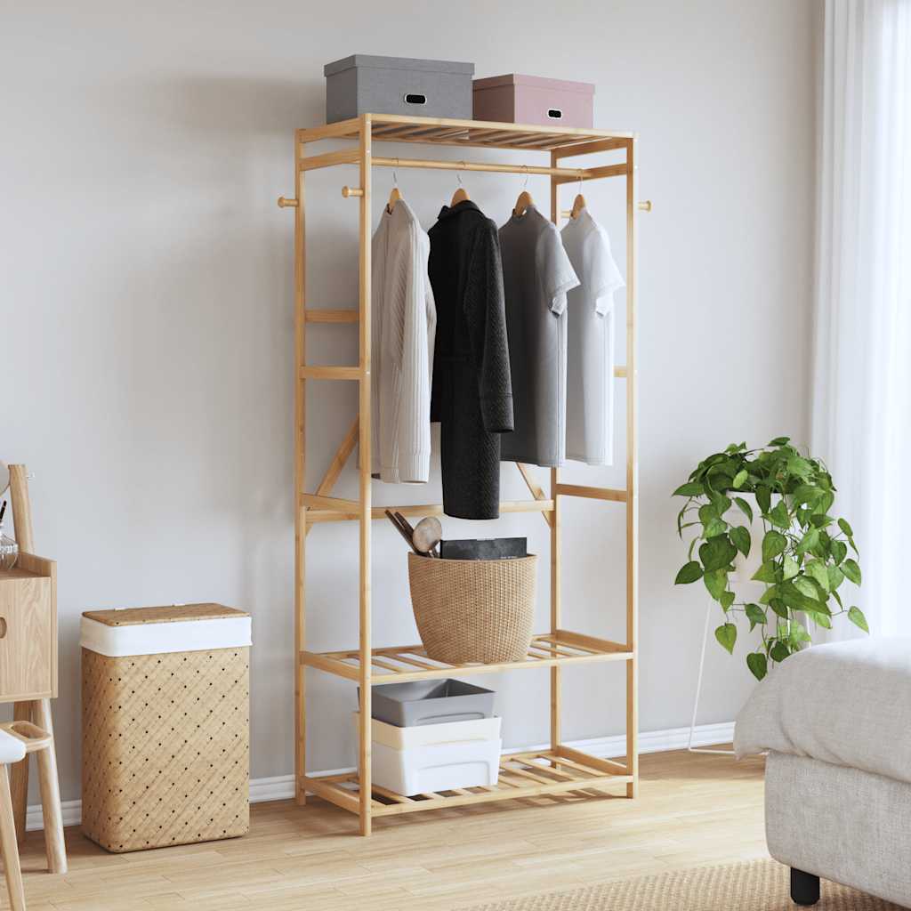 Porte-vêtement avec étagères 80x40x175 cm bambou