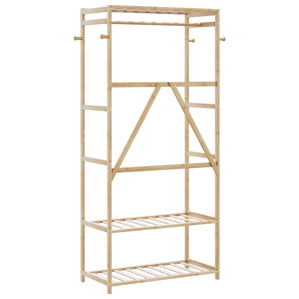 Porte-vêtement avec étagères 80x40x175 cm bambou