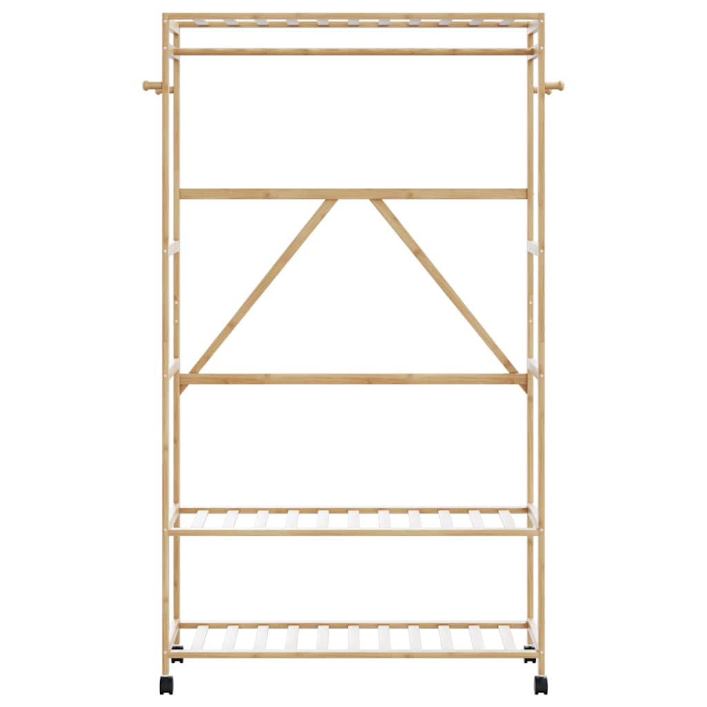 Porte-vêtements et étagères et roulettes 110x40x180 cm bambou - XIOS