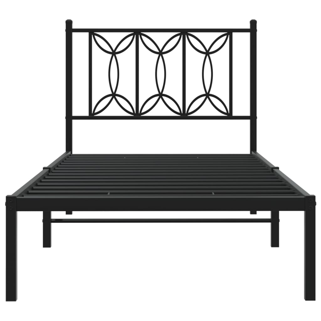 Cadre de lit métal sans matelas avec tête de lit noir 75x190 cm - XIOS