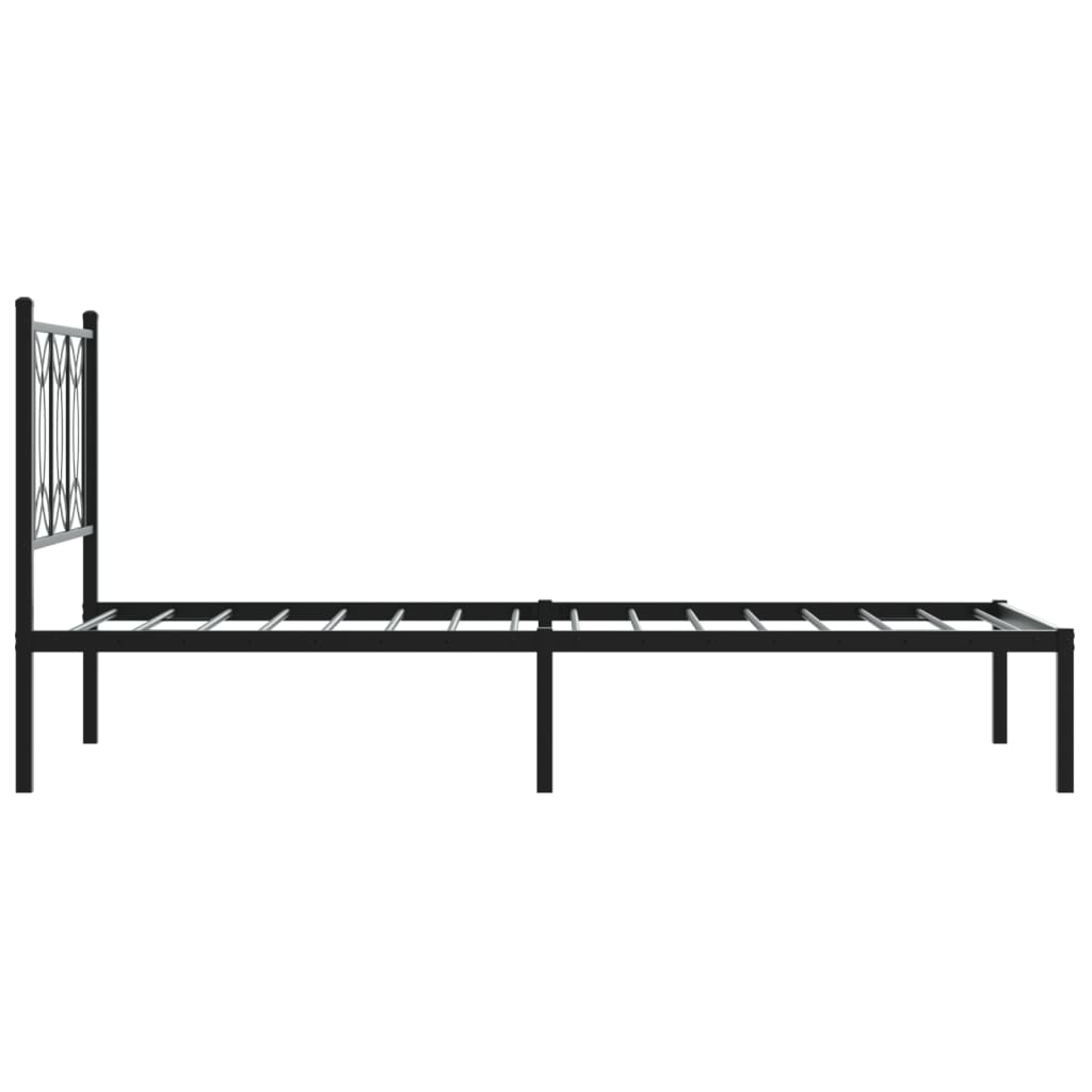 Cadre de lit métal sans matelas avec tête de lit noir 75x190 cm - XIOS