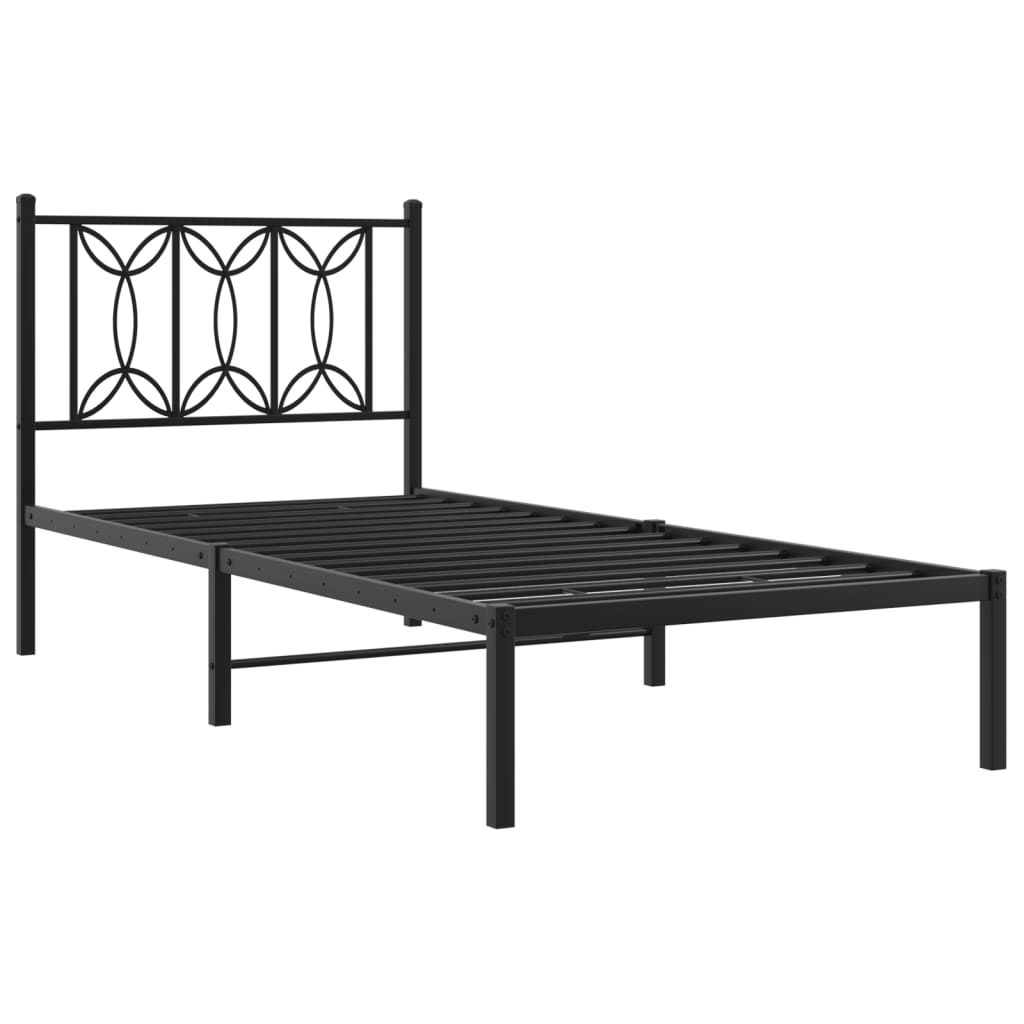 Cadre de lit métal sans matelas avec tête de lit noir 80x200 cm - XIOS