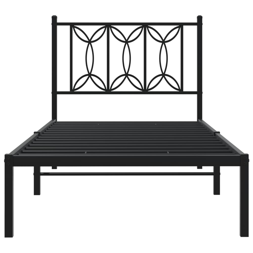 Cadre de lit métal sans matelas avec tête de lit noir 80x200 cm - XIOS