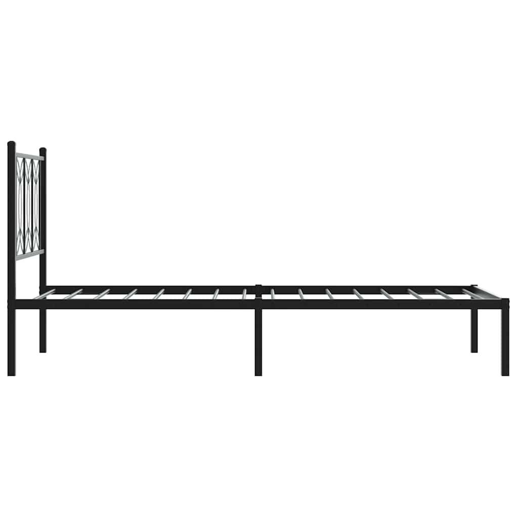 Cadre de lit métal sans matelas avec tête de lit noir 90x190 cm - XIOS