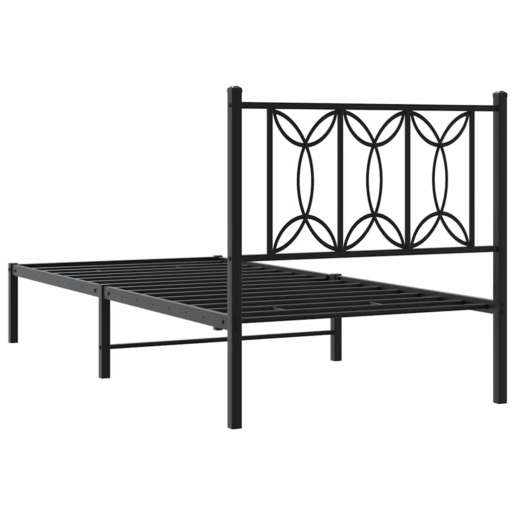 Cadre de lit métal sans matelas avec tête de lit noir 90x190 cm - XIOS
