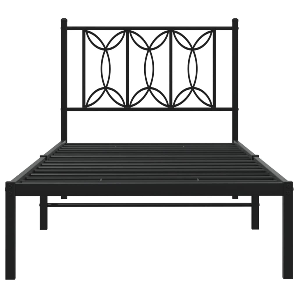 Cadre de lit métal sans matelas avec tête de lit noir 90x200 cm - XIOS