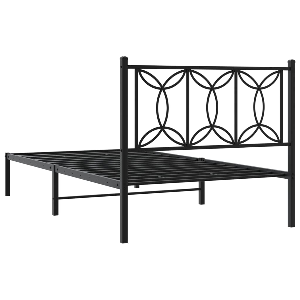 Cadre de lit métal sans matelas avec tête de lit noir 100x190cm - XIOS
