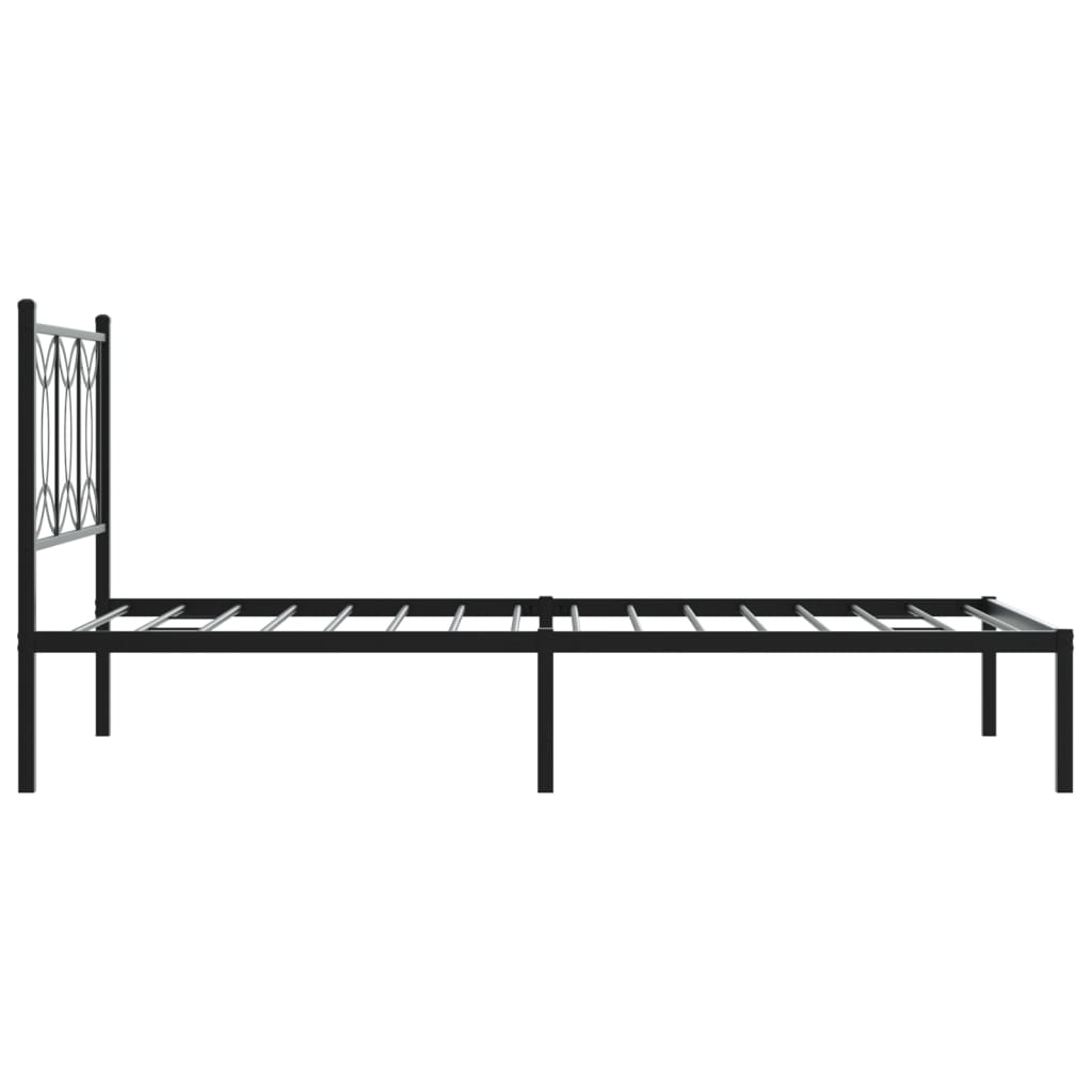 Cadre de lit métal sans matelas avec tête de lit noir 107x203cm - XIOS