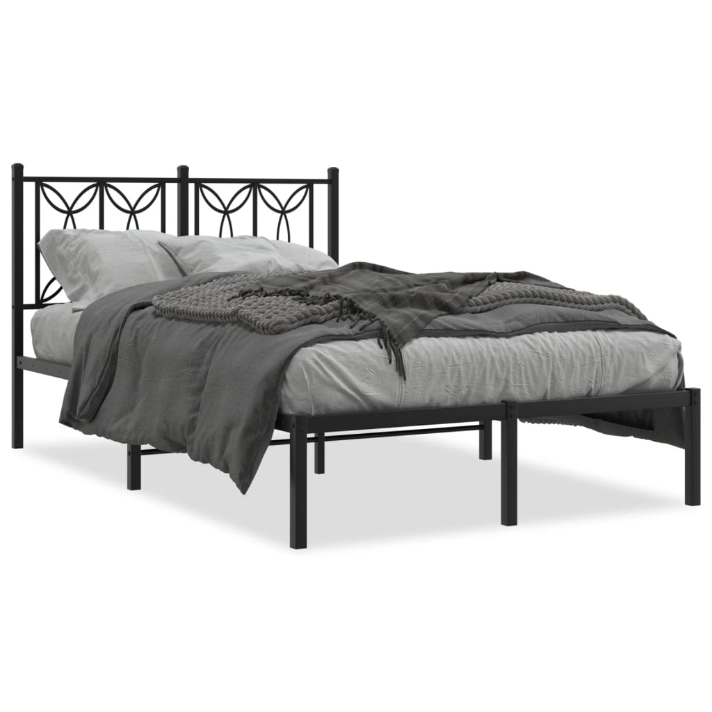 Cadre de lit métal sans matelas avec tête de lit noir 120x190cm - XIOS