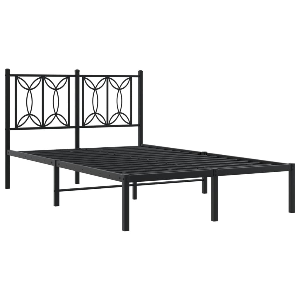 Cadre de lit métal sans matelas avec tête de lit noir 120x190cm - XIOS