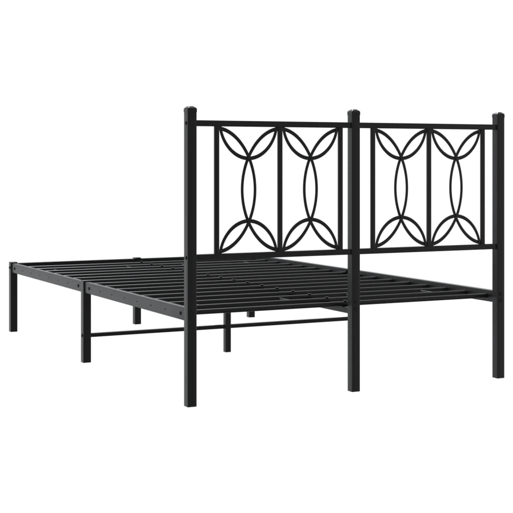 Cadre de lit métal sans matelas avec tête de lit noir 120x190cm - XIOS
