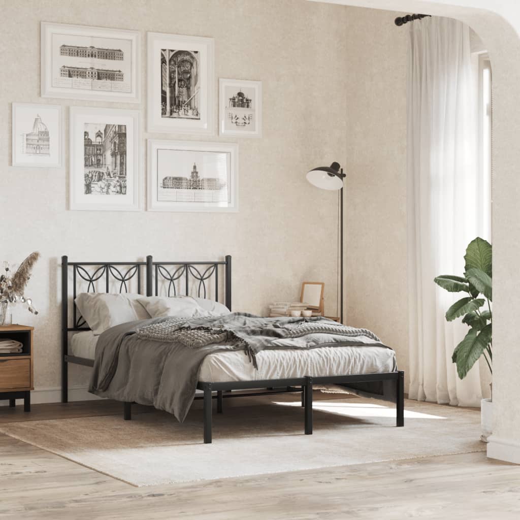 Cadre de lit métal sans matelas avec tête de lit noir 120x190cm - XIOS