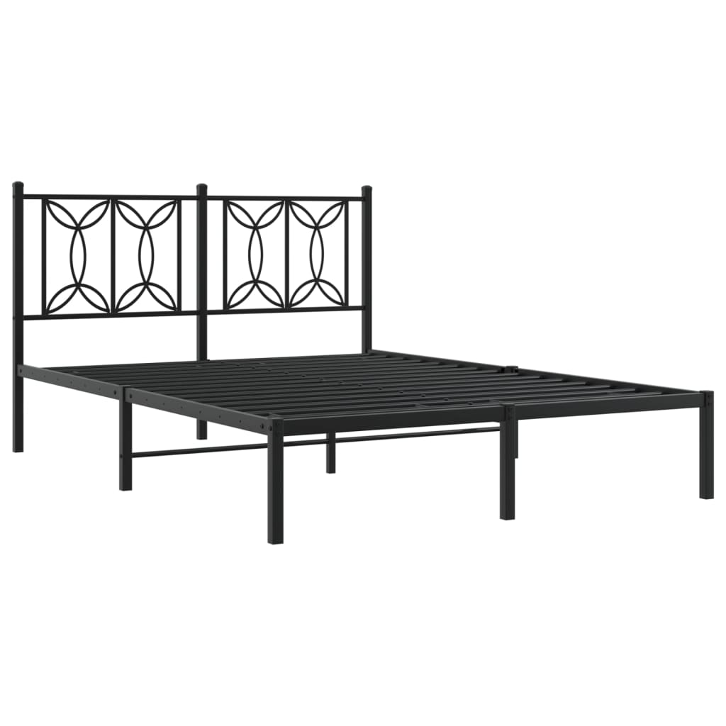 Cadre de lit métal sans matelas avec tête de lit noir 140x190cm - XIOS