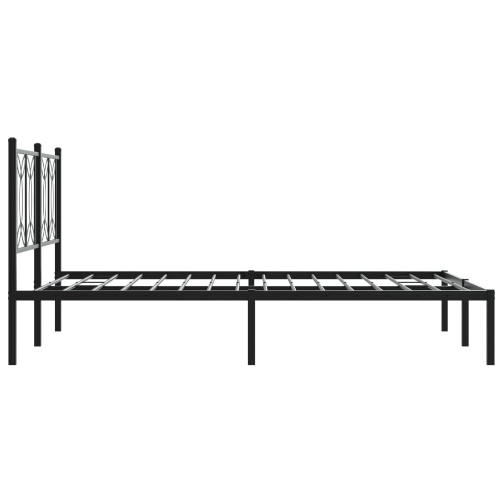 Cadre de lit métal sans matelas avec tête de lit noir 140x190cm - XIOS