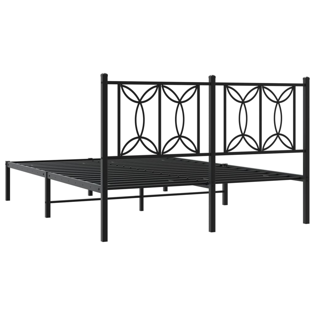 Cadre de lit métal sans matelas avec tête de lit noir 140x190cm - XIOS