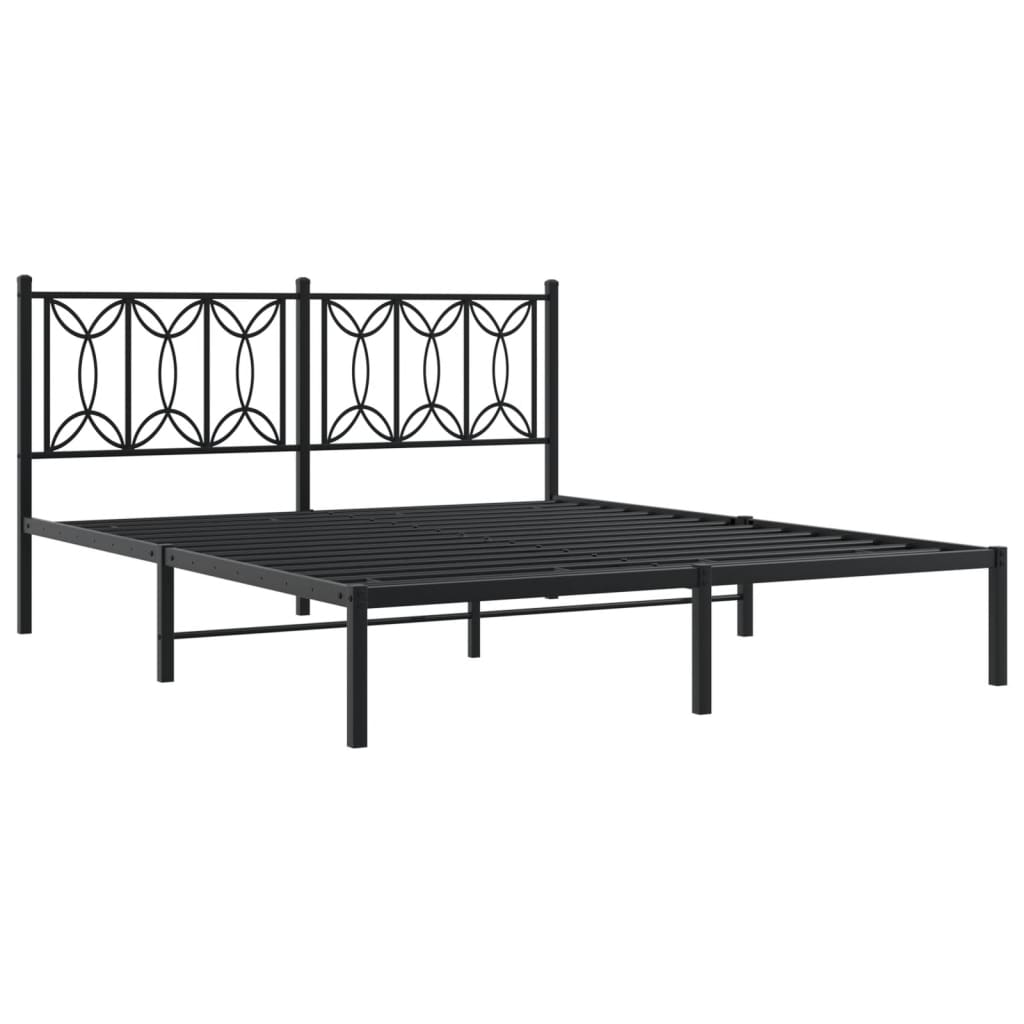 Cadre de lit métal sans matelas avec tête de lit noir 150x200cm - XIOS