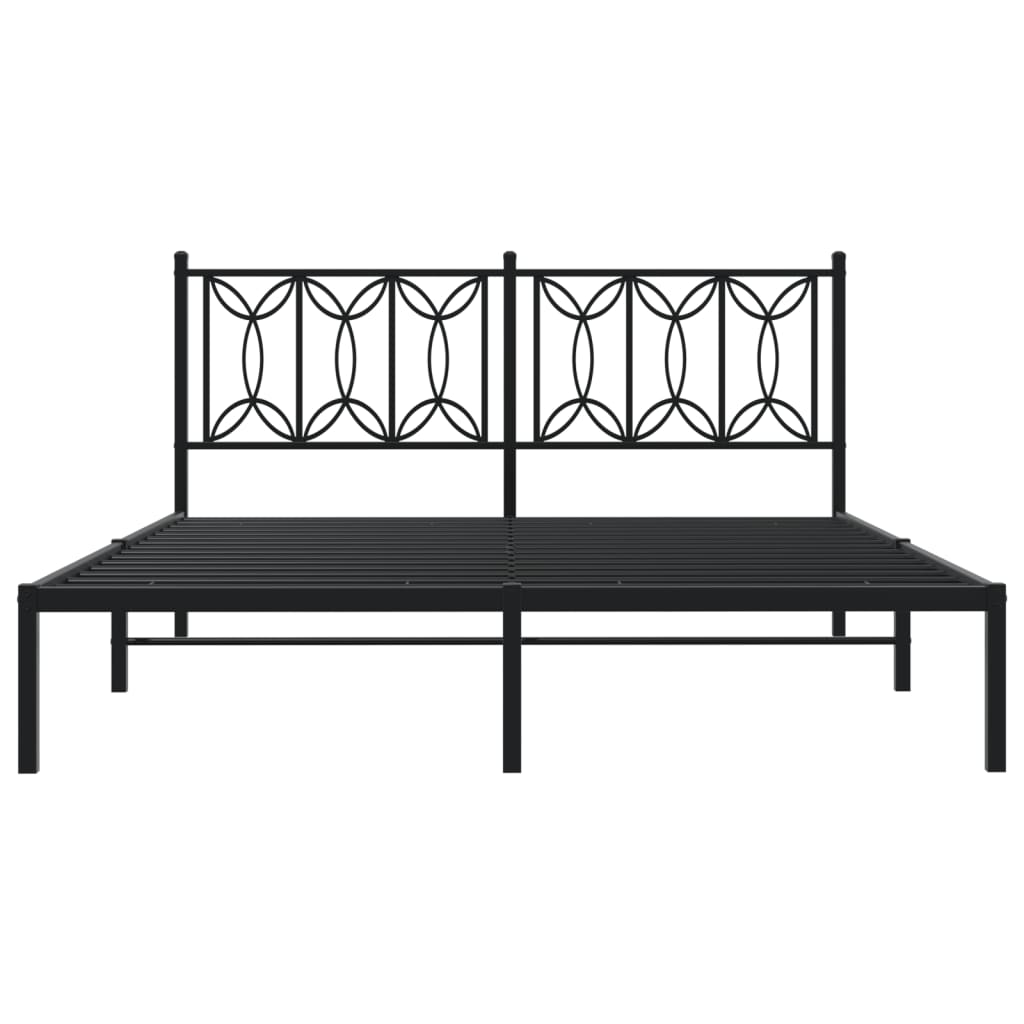 Cadre de lit métal sans matelas avec tête de lit noir 150x200cm - XIOS