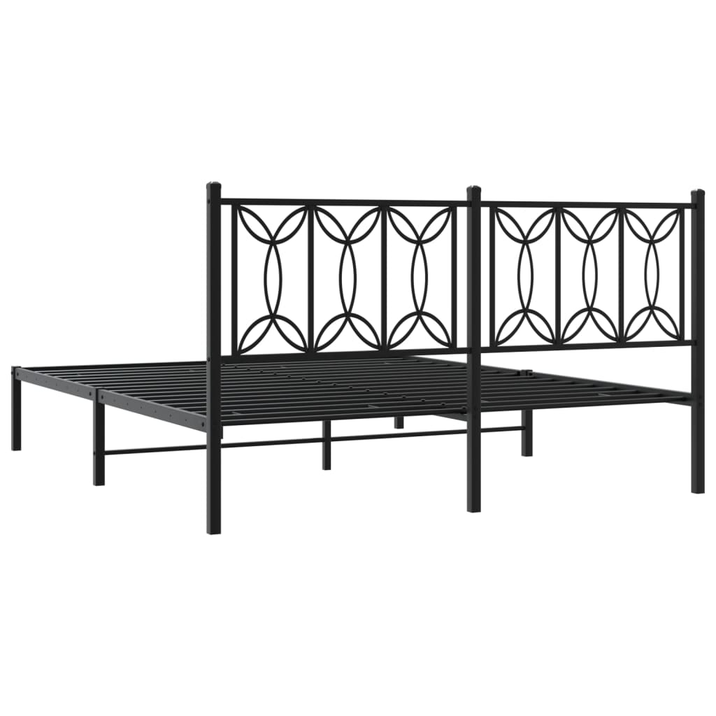 Cadre de lit métal sans matelas avec tête de lit noir 150x200cm - XIOS