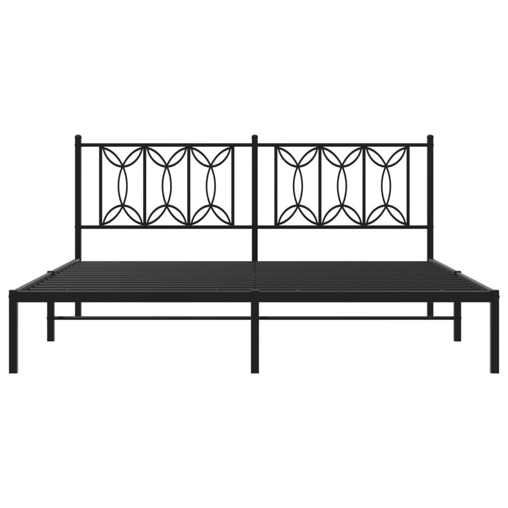 Cadre de lit métal sans matelas et tête de lit noir 180x200 cm - XIOS