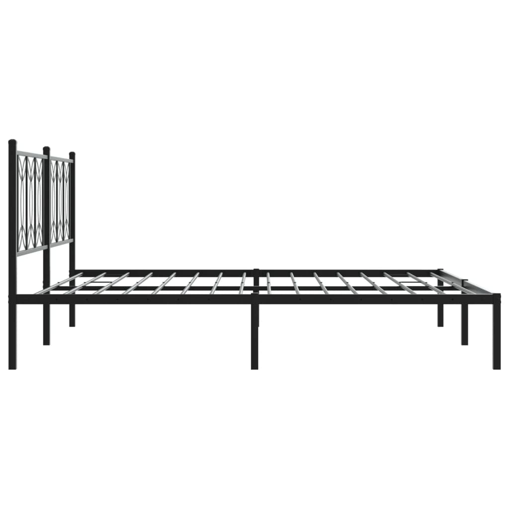 Cadre de lit métal sans matelas et tête de lit noir 180x200 cm - XIOS