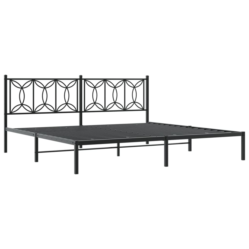 Cadre de lit métal sans matelas avec tête de lit noir 193x203cm - XIOS