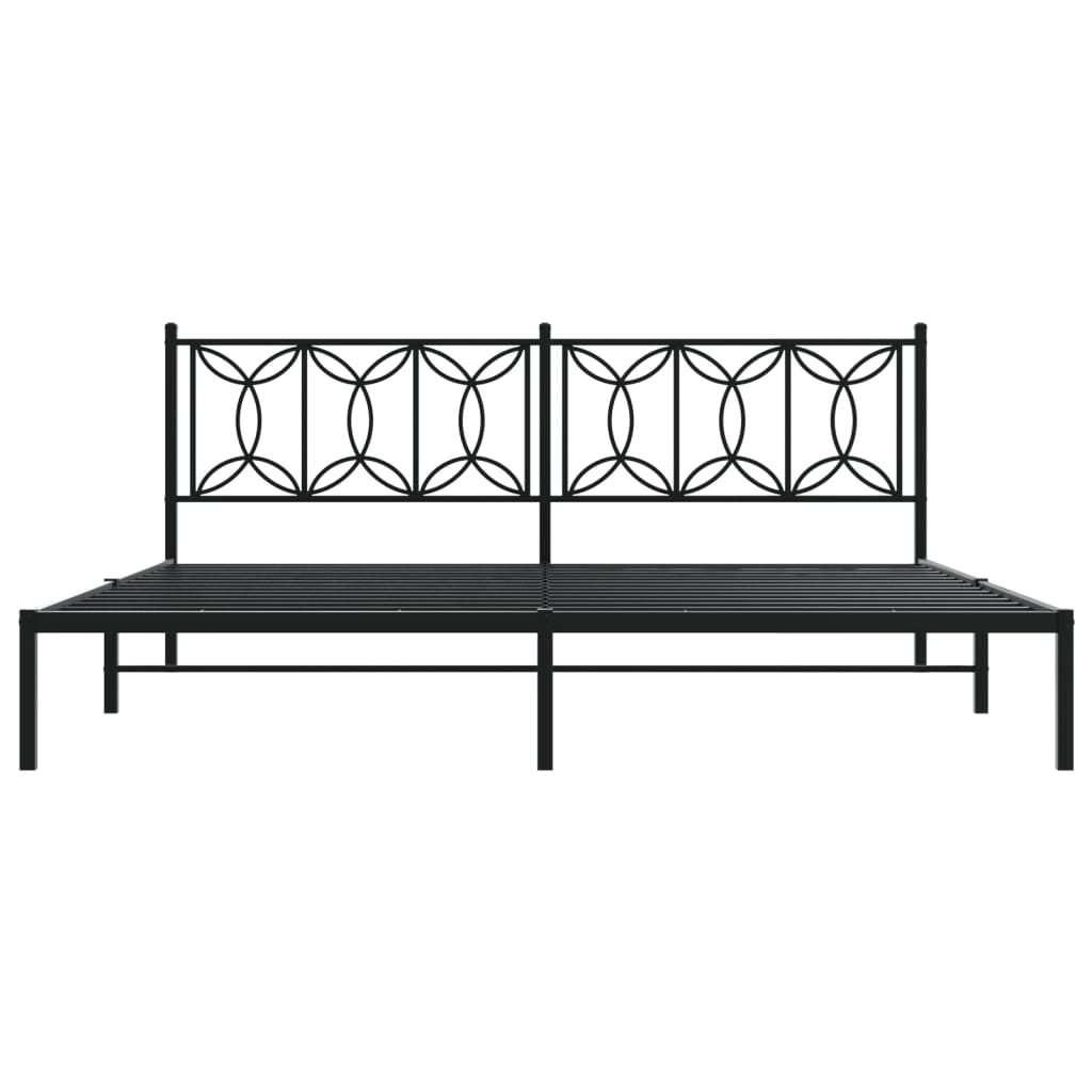 Cadre de lit métal sans matelas avec tête de lit noir 193x203cm - XIOS