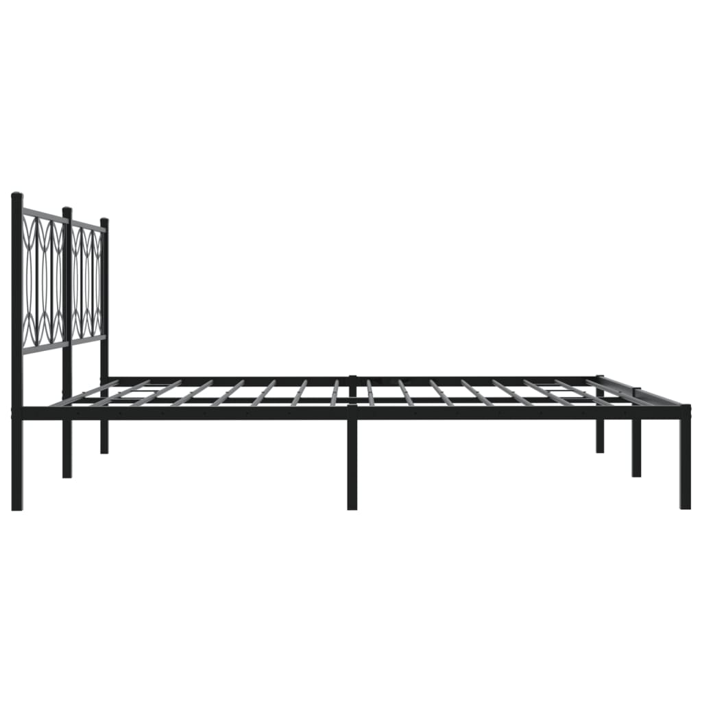 Cadre de lit métal sans matelas avec tête de lit noir 193x203cm - XIOS