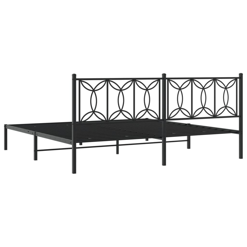 Cadre de lit métal sans matelas avec tête de lit noir 193x203cm - XIOS