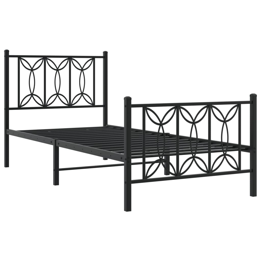 Cadre de lit métal sans matelas avec pied de lit noir 80x200 cm - XIOS