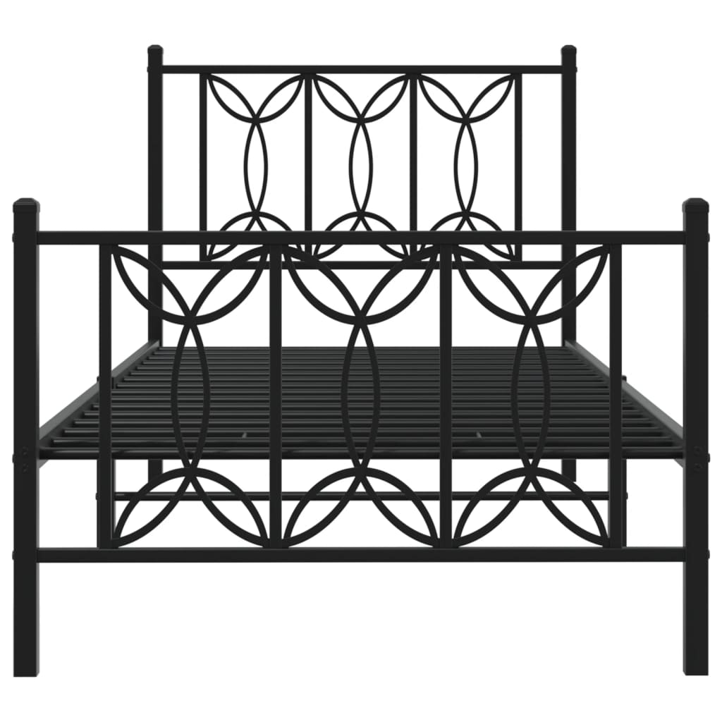 Cadre de lit métal sans matelas avec pied de lit noir 90x200 cm - XIOS
