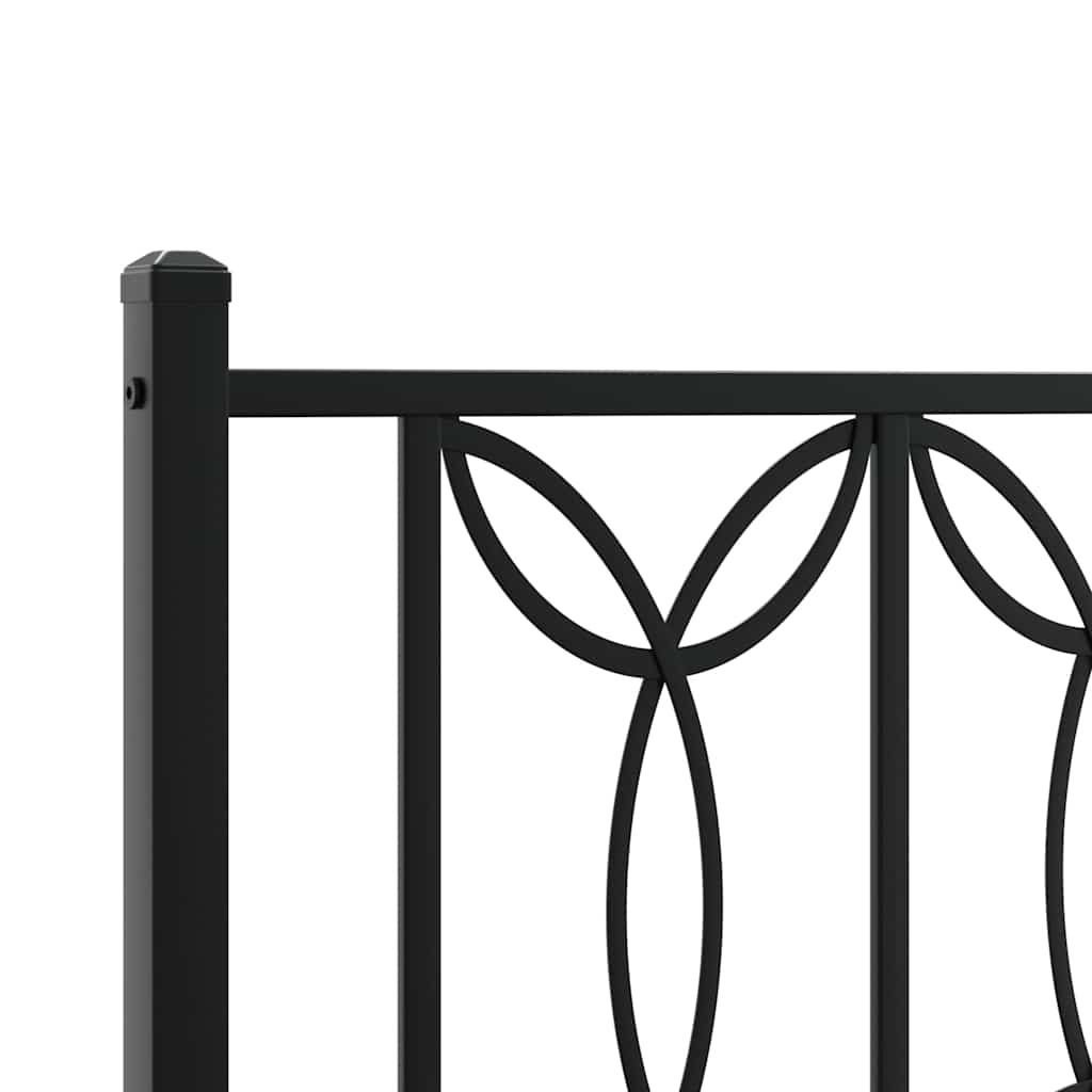 Cadre de lit métal sans matelas et pied de lit noir 100x200 cm