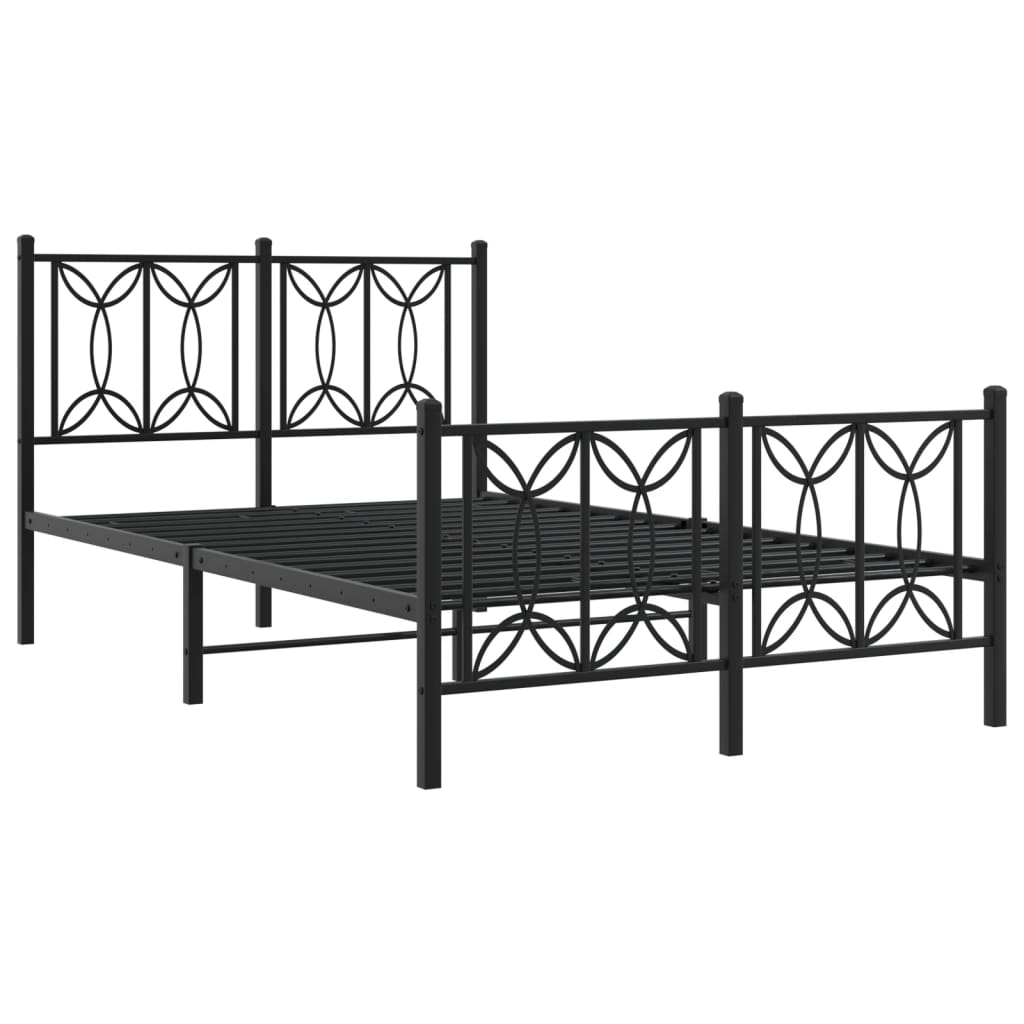 Cadre de lit métal sans matelas avec pied de lit noir 120x190cm - XIOS
