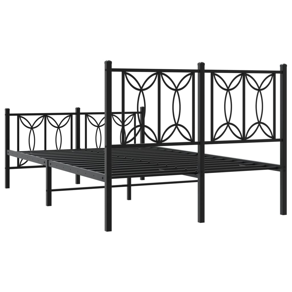 Cadre de lit métal sans matelas avec pied de lit noir 120x190cm - XIOS