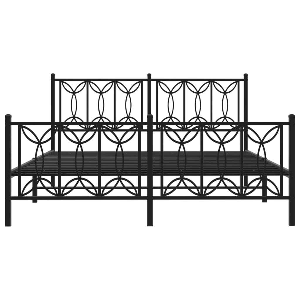 Cadre de lit métal sans matelas avec pied de lit noir 150x200cm - XIOS