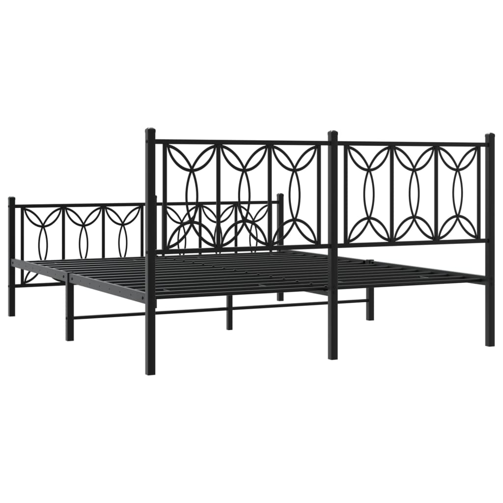 Cadre de lit métal sans matelas avec pied de lit noir 150x200cm - XIOS