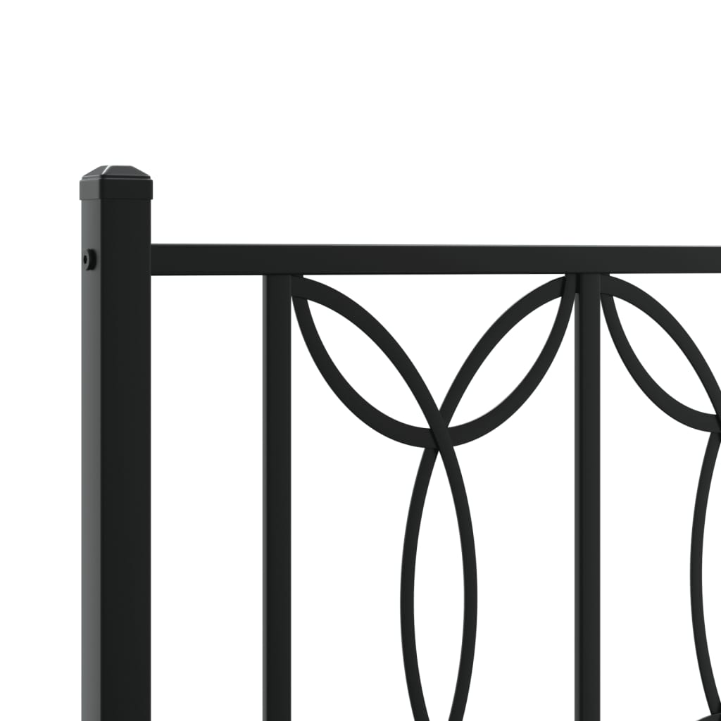 Cadre de lit métal sans matelas avec pied de lit noir 183x213cm - XIOS