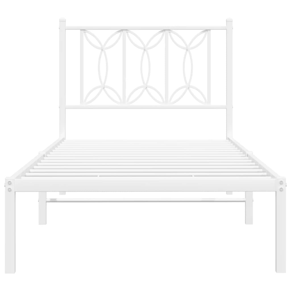Cadre de lit métal sans matelas avec tête de lit blanc 80x200cm - XIOS