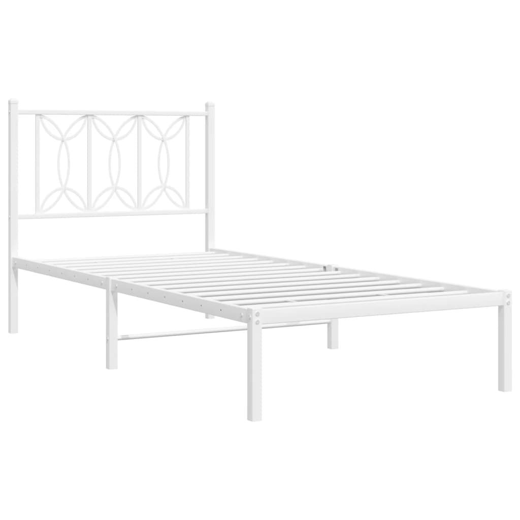 Cadre de lit métal sans matelas avec tête de lit blanc 90x200cm - XIOS