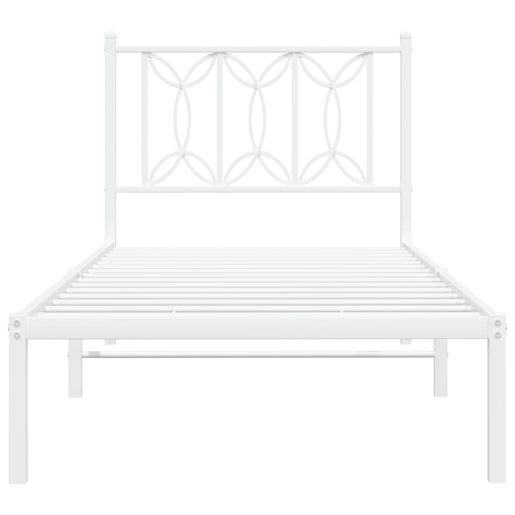 Cadre de lit métal sans matelas avec tête de lit blanc 90x200cm - XIOS