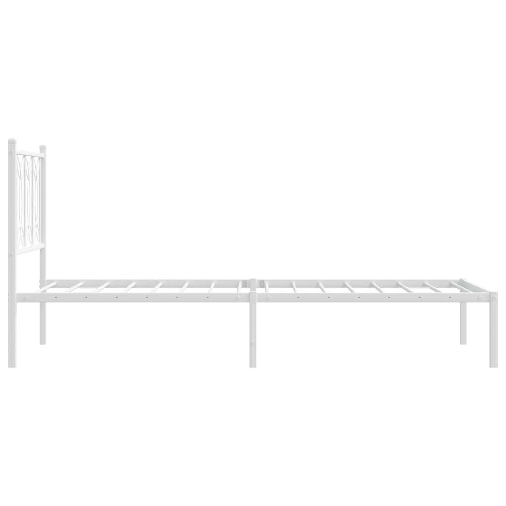 Cadre de lit métal sans matelas avec tête de lit blanc 90x200cm - XIOS