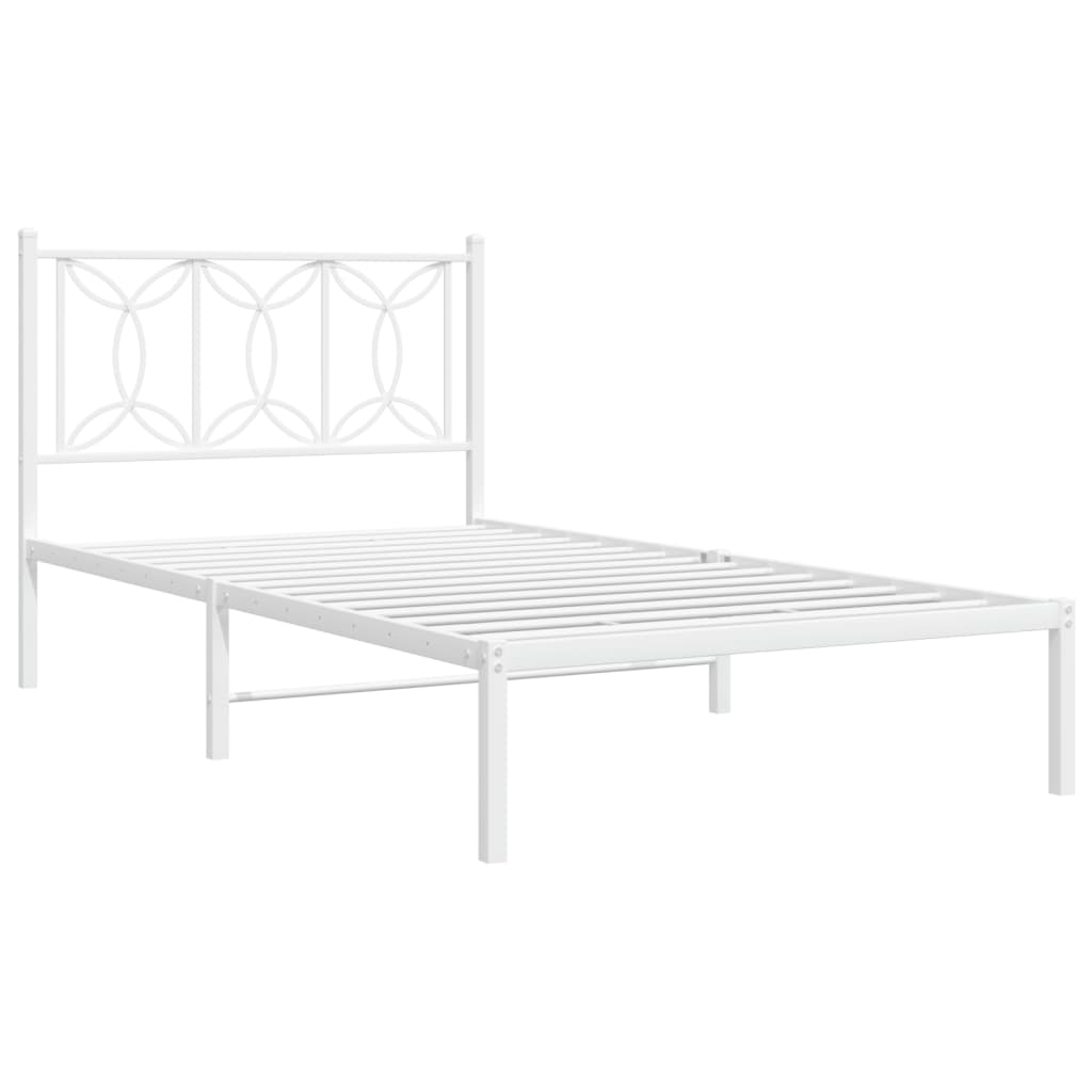 Cadre de lit métal sans matelas et tête de lit blanc 100x190 cm - XIOS