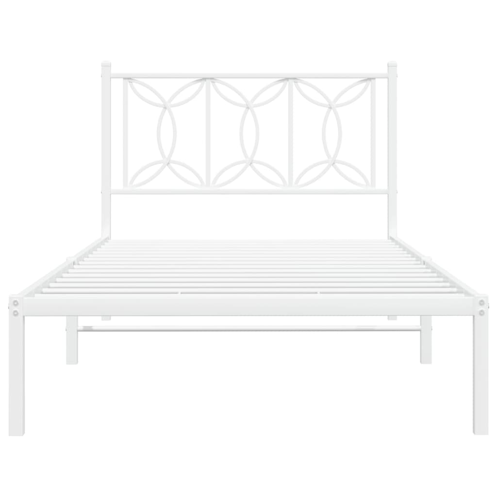 Cadre de lit métal sans matelas et tête de lit blanc 100x190 cm - XIOS