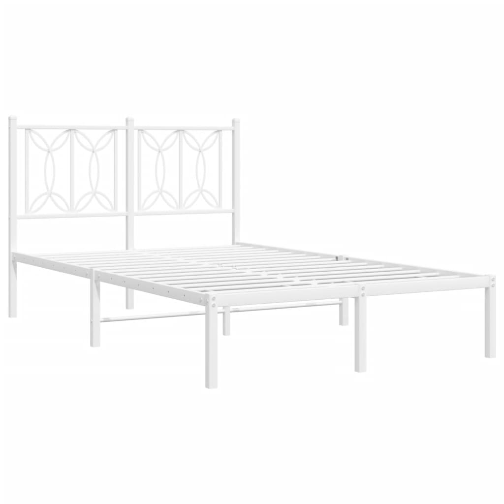 Cadre de lit métal sans matelas et tête de lit blanc 120x190 cm - XIOS