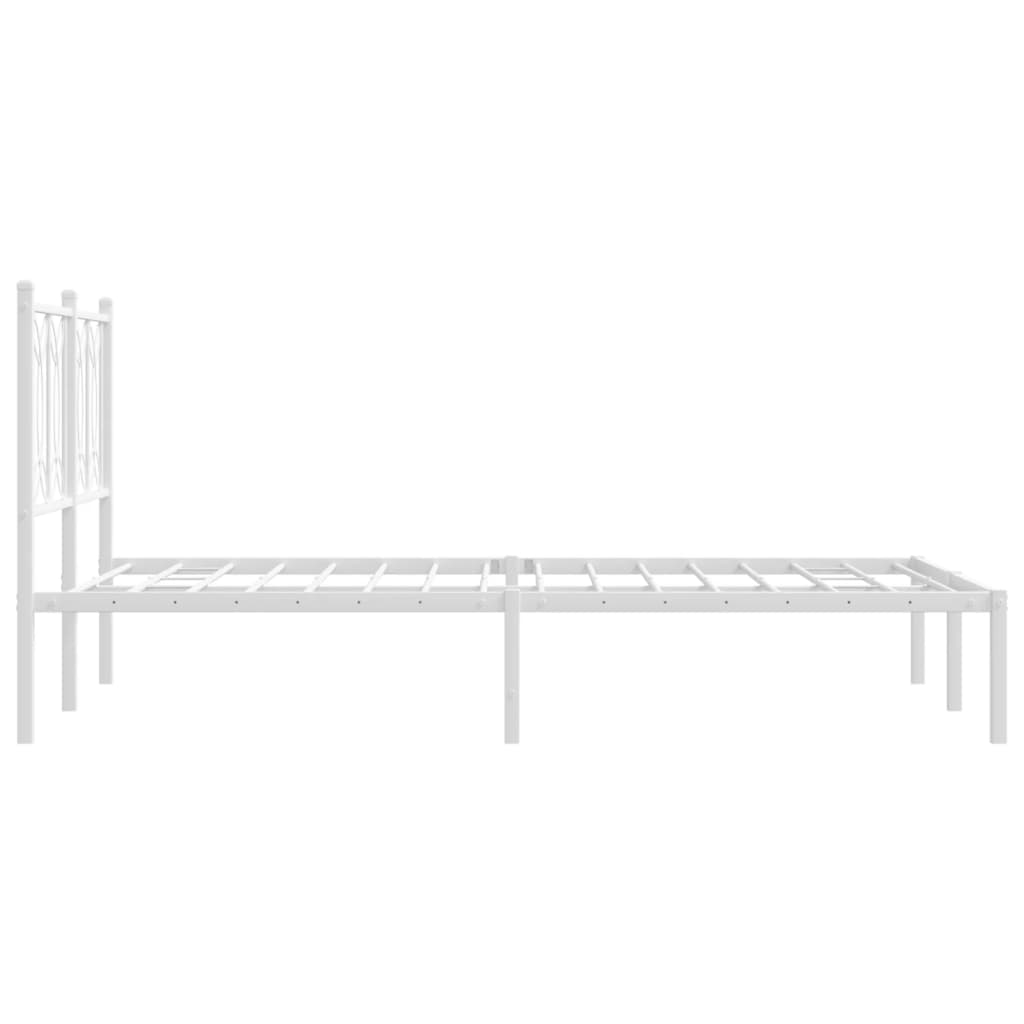 Cadre de lit métal sans matelas et tête de lit blanc 120x190 cm - XIOS