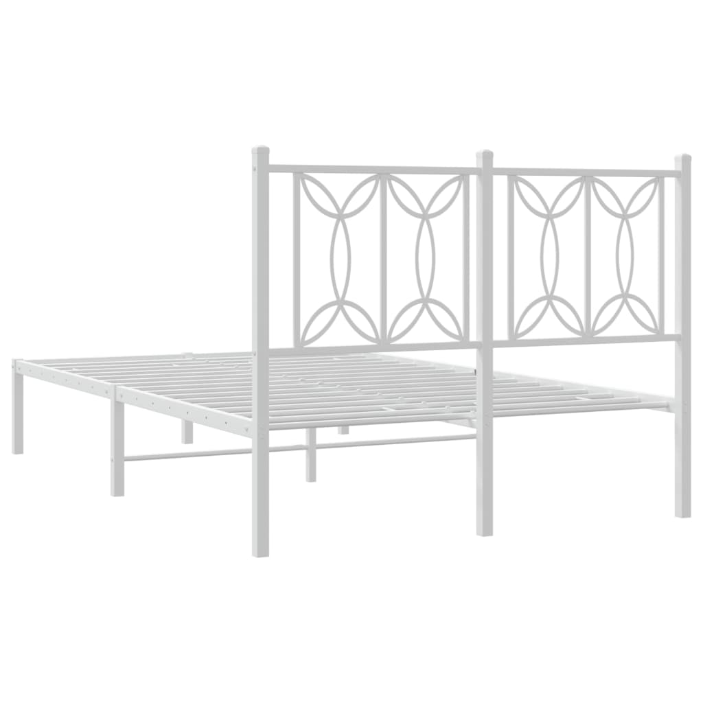 Cadre de lit métal sans matelas et tête de lit blanc 120x190 cm - XIOS