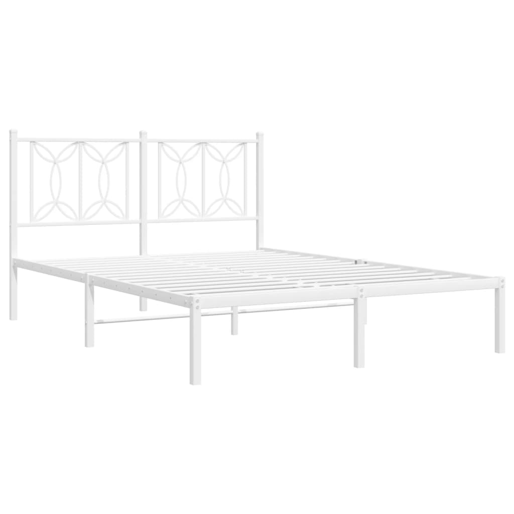 Cadre de lit métal sans matelas et tête de lit blanc 135x190 cm - XIOS